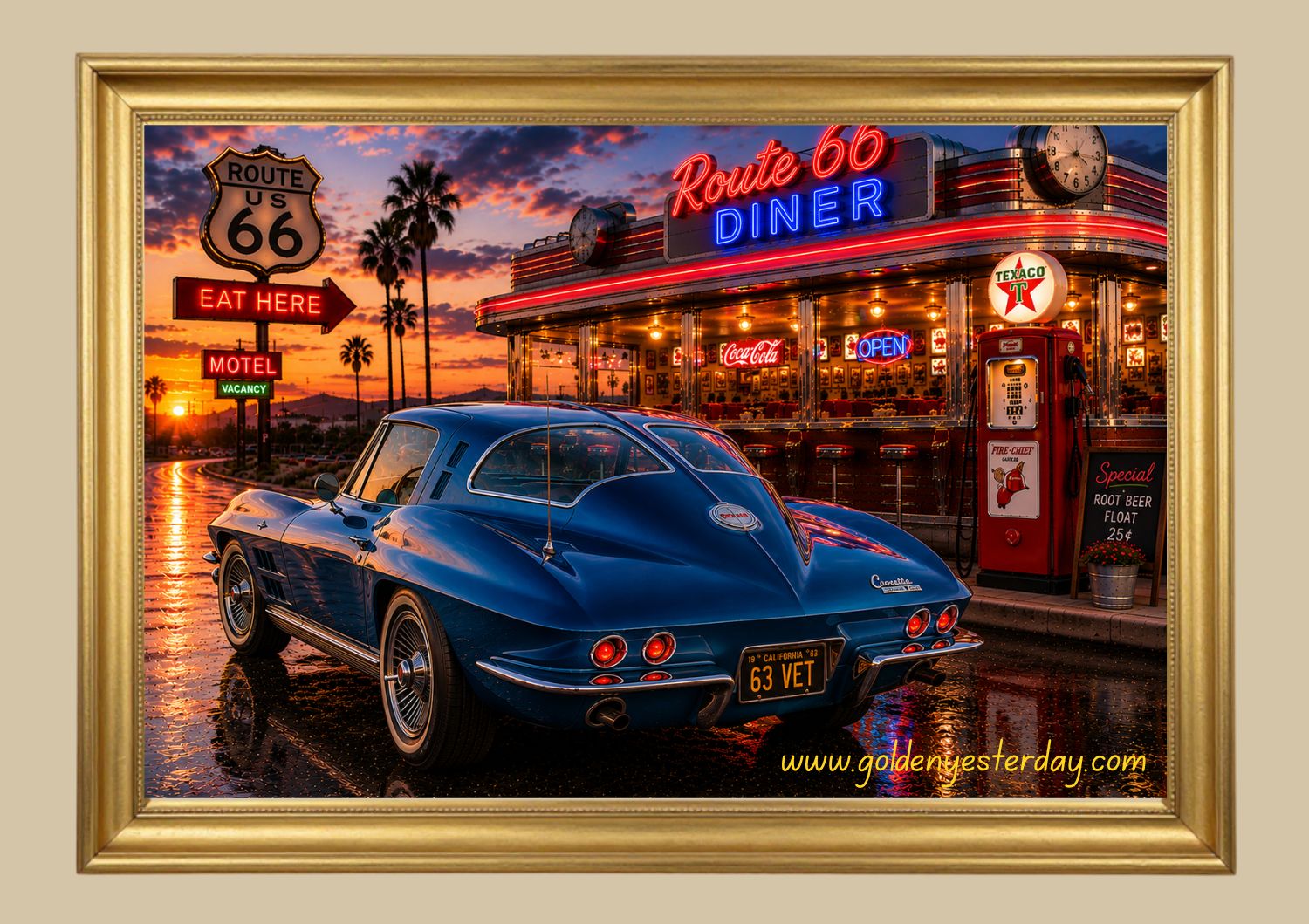 Blue '63 Corvette Sting Ray Split-Window — Route 66