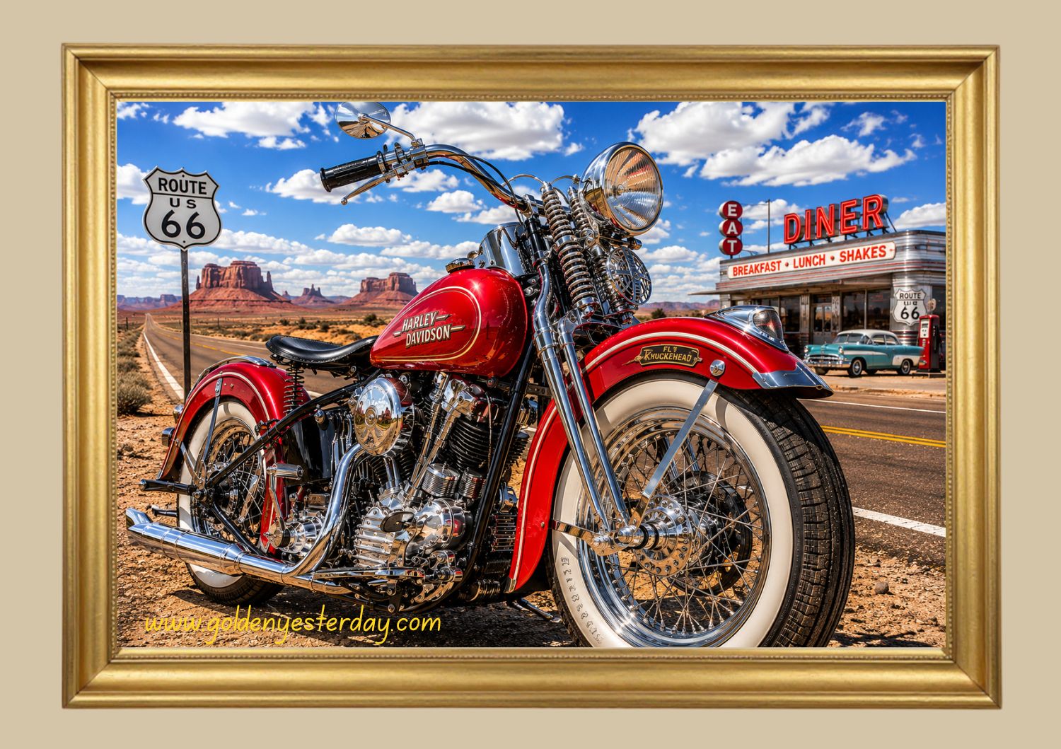 Harley-Davidson Knucklehead — Monument Valley, Route 66