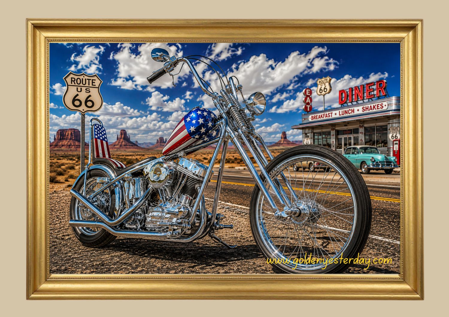 Stars & Stripes Chopper — Monument Valley, Route 66