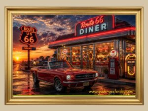 Red '65 Ford Mustang Convertible — Route 66 Diner