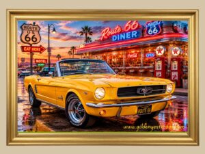 '66 Ford Mustang Convertible at Dusk — Route 66
