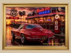 Red '63 Corvette Sting Ray — Route 66 Diner print