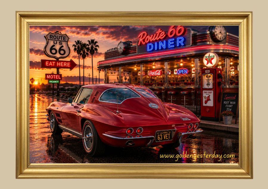 Red 1963 Corvette Sting Ray split-window print
