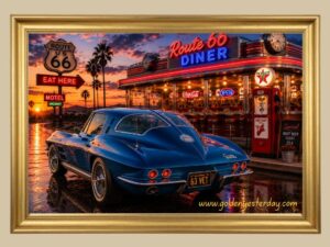 Blue '63 Corvette Sting Ray Split-Window — Route 66 print