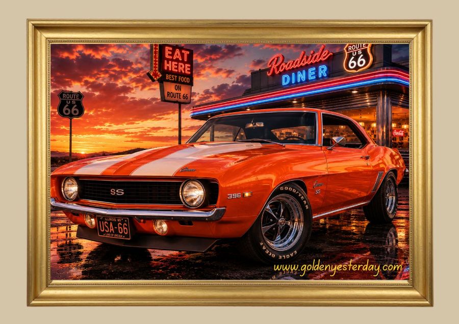 Orange 1969 Camaro SS 396 Route 66 print