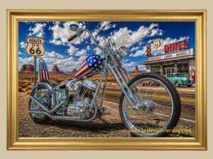 Stars & Stripes Chopper — Monument Valley, Route 66 print