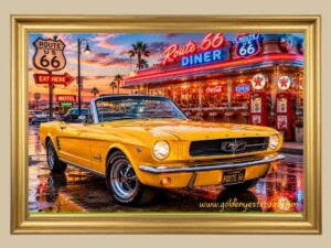 '66 Ford Mustang Convertible at Dusk — Route 66 print