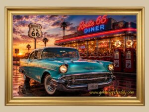 Pink '59 Cadillac Eldorado — Route 66 Diner print
