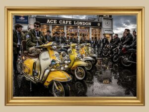 Mods and Rocker at the Ace Café print
