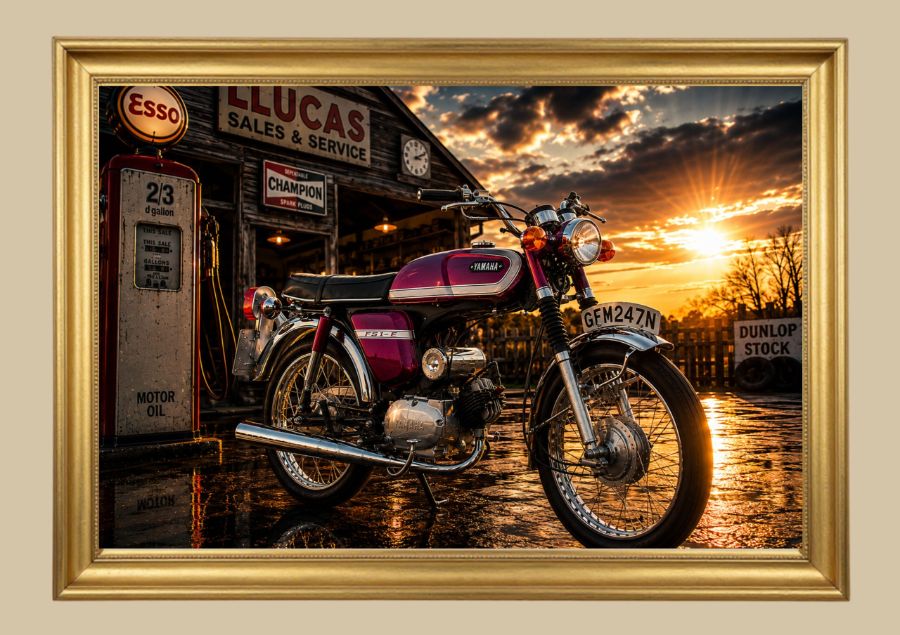 Yamaha FS1E Fizzy classic moped print