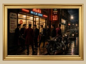 Teddy Boys at Mick's Milk Bar print